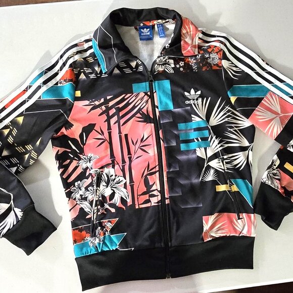 *RARE* FARM RIO X ADIDAS Collab track jacket black zip up jacket LIMITED EDITION - Picture 4 of 4